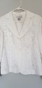White linen with satin brocade design jacket